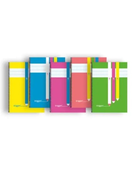 Paq 5 cuaderno espiral fº 80h 90g 4mm cuadrovia polipropileno colores surtidos eriggan